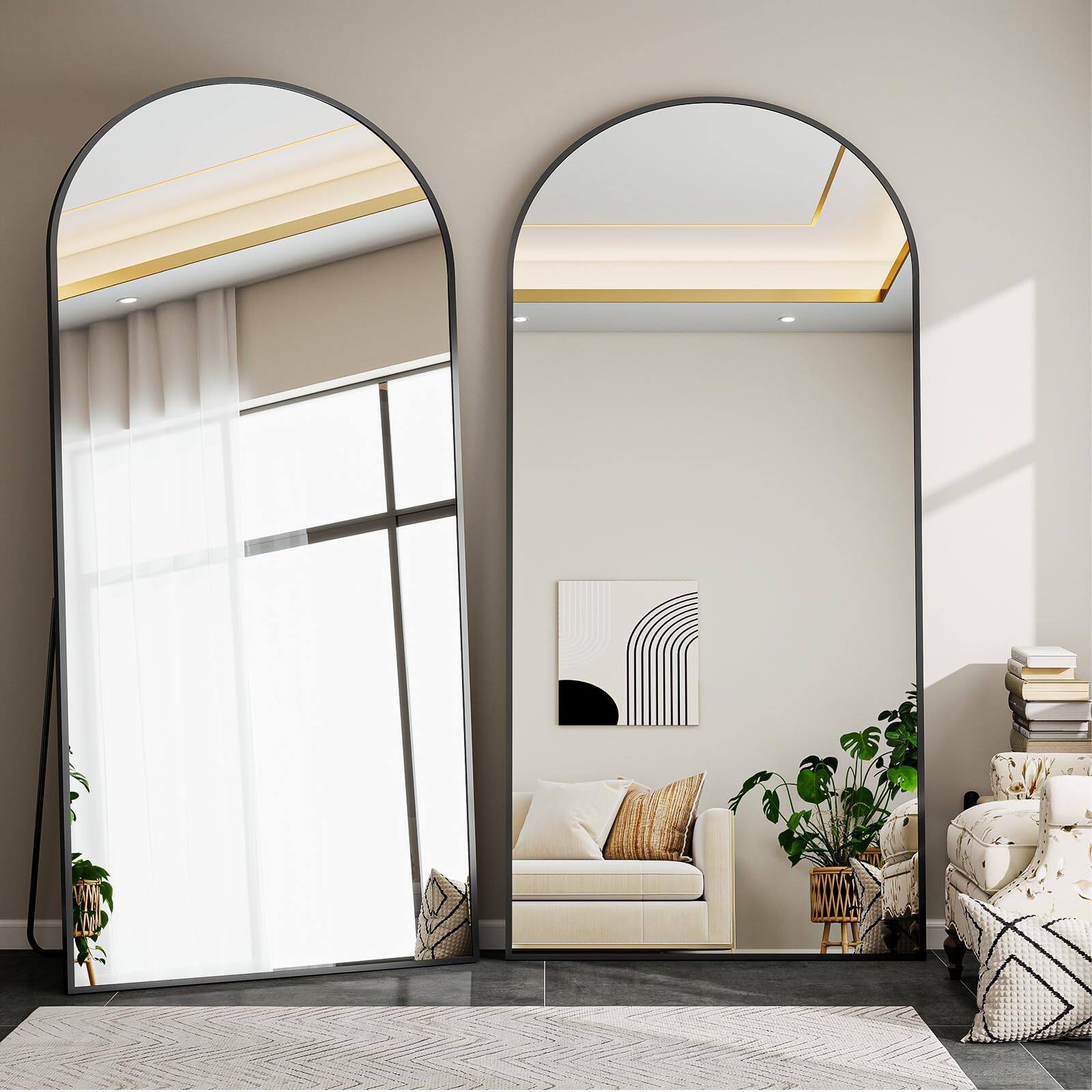 Alt View 6. Hirose Alice - Arched Mirror Full Length Standing Floor Mirror Wall Mounted Mirror with Aluminum Frame for Standing Leaning.