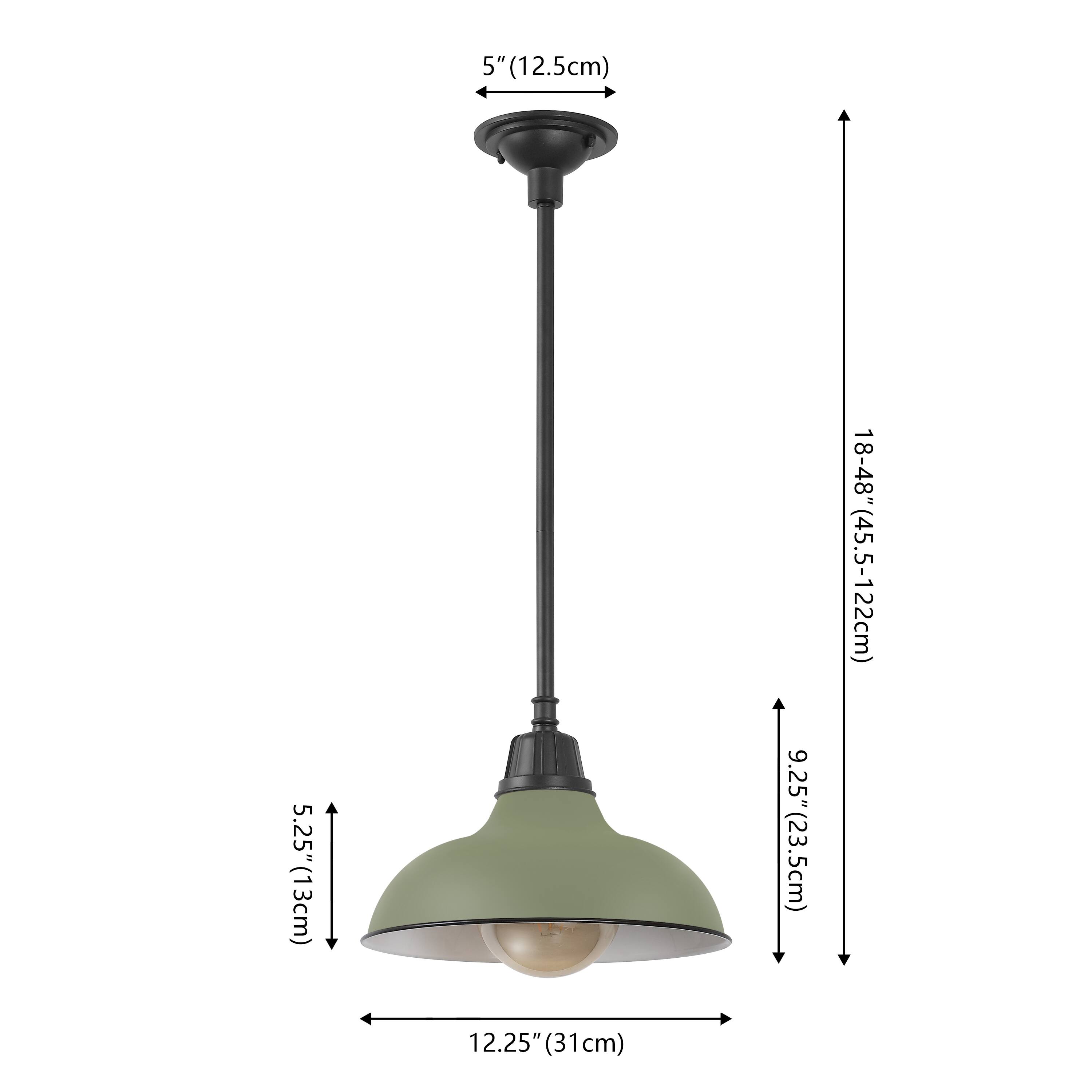5" (12.5cm)  
5.25" (13cm)  
9.25" (23.5cm)  
12.25" (31cm)  
18-48" (45.5-122cm)