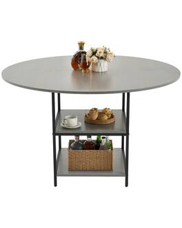VEVOR - Round Dining Table, 47 inch Wood Table for 4-6 Person, Modern Circle Dinner Furniture - Gray