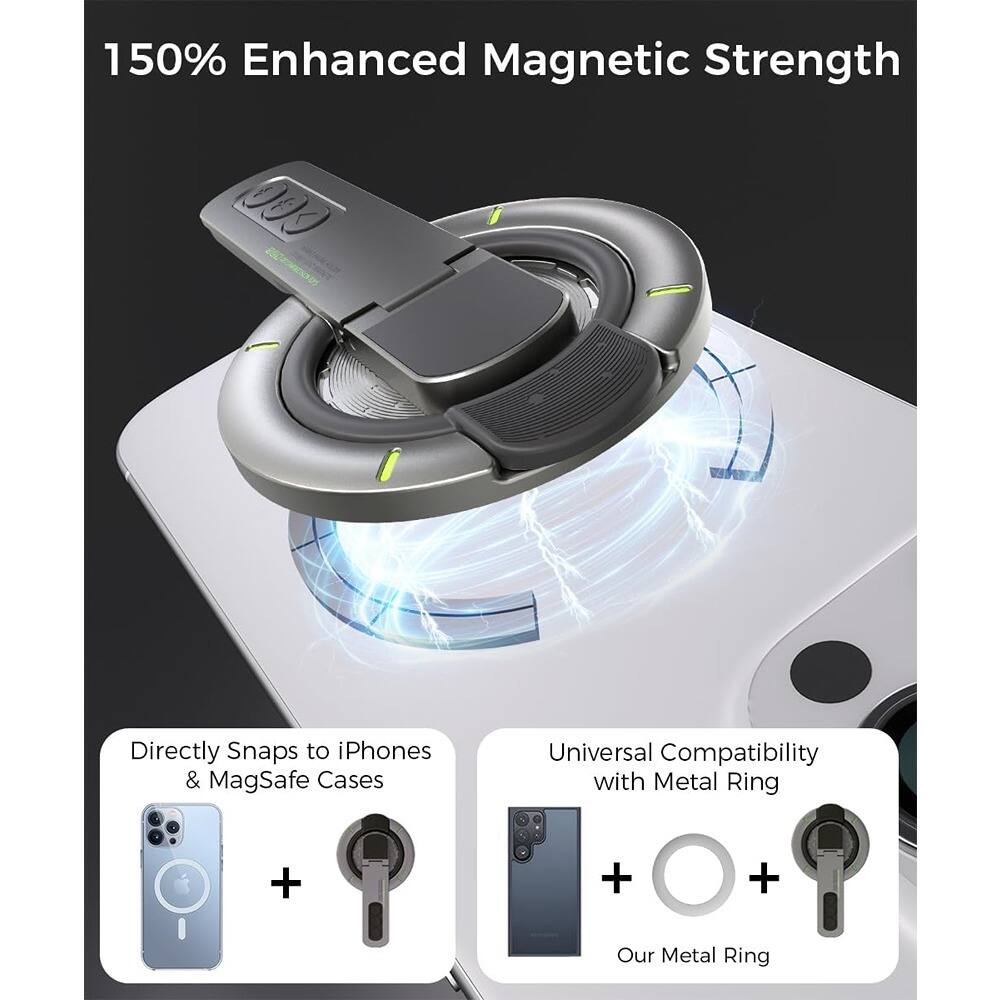 Angle. PARKER SLATER - Magnetic Phone Grip & Stand – 360° Rotation, Silicone, Black - Black.