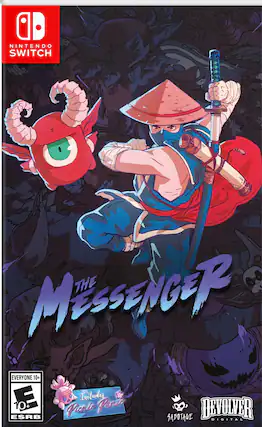 The Messenger is a game for the Nintendo Switch console. It is rated E for Everyone and includes a Picnic Panic DLC. The game is developed by Sabotage Studio. - E10+ (Everyone 10+)