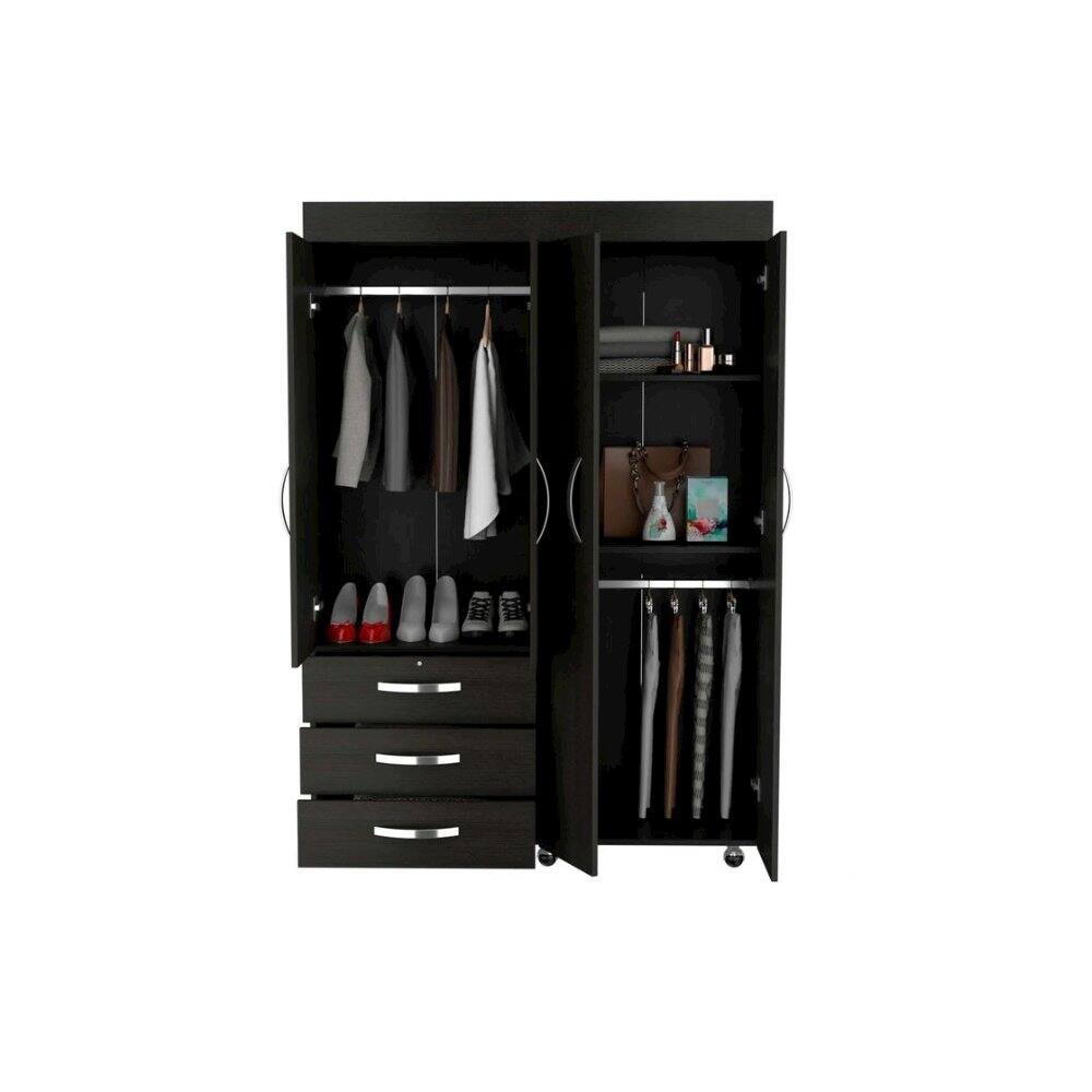 Alt View 1. TuHome - Denver Mobile Armoire Black MDF - Black.