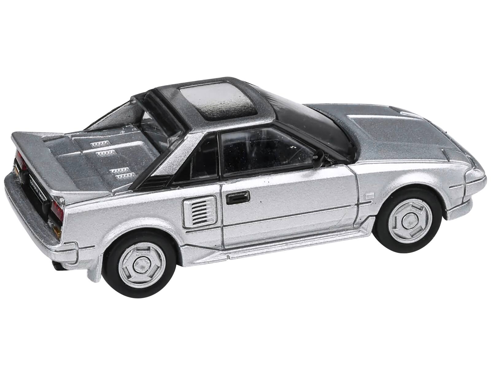 Angle. Paragon - 1985 Toyota MR2 MK1 Super Silver Metallic with Sunroof 1/64 Diecast Model Car by Paragon Models - Silver Metallic.