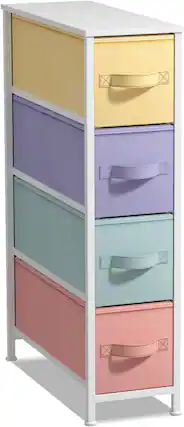 Front. Sorbus - Sorbus Narrow Dresser with 4 Drawers, Vertical Slim Storage Chest of Drawers with Steel Frame - Pastel.