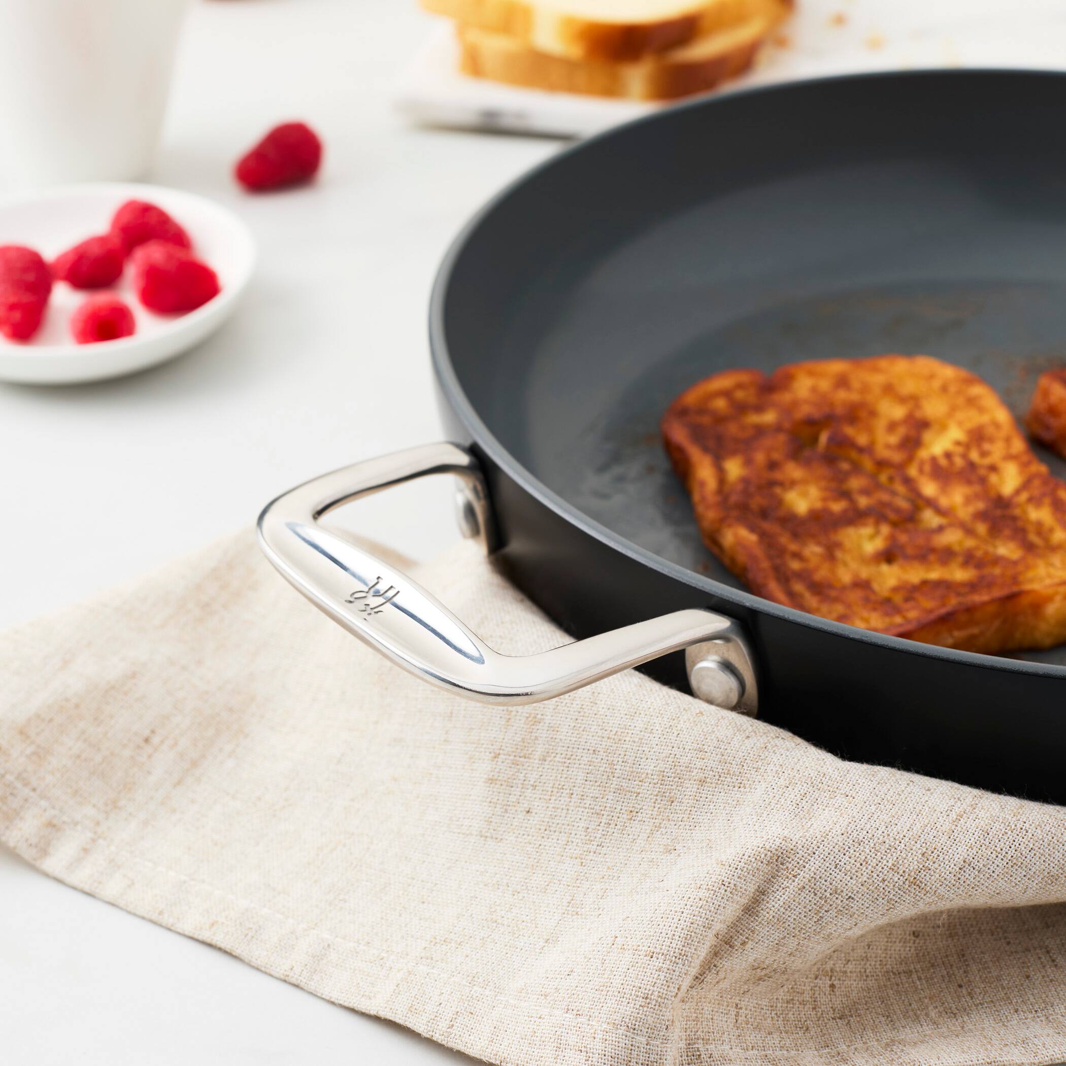 Alt View 4. Henckels - Henckels Release 12-inch Aluminum Ceramic Nonstick Fry Pan with helper handle - Black.