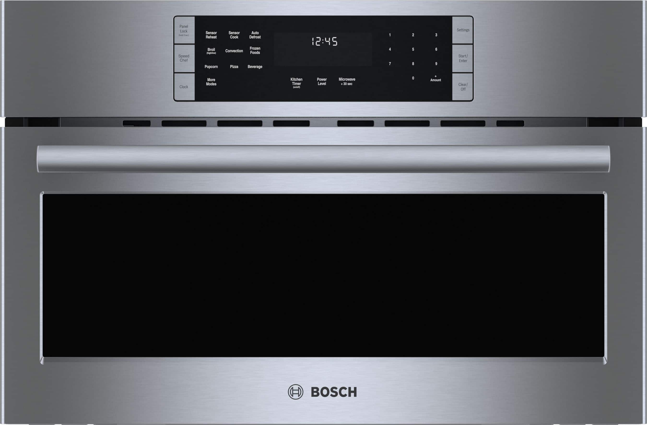 Bosch - 800 Series 1.6 Cu. Ft. Convection Built-In Microwave with Sensor Cooking - Stainless Steel - Front_Zoom