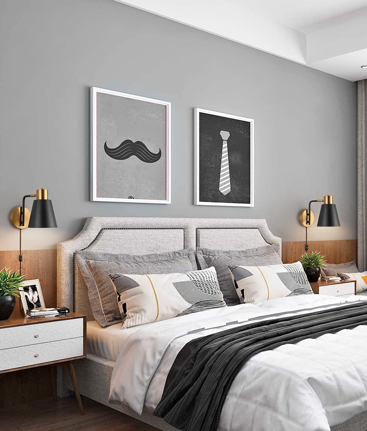 Left. TECH SAFARI - Plug In Wall Sconce Set Of Modern Rotatable Lamp With Plug in Cord And On off Toggle Metal Shade Light Fixt - Default.