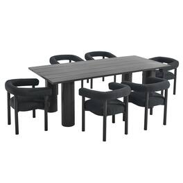Modway - Nautica 7-Piece Rectangular Outdoor Patio Aluminum Dining Table and Chairs Set - Charcoal Graphite