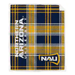 Pegasus - Northern Arizona Lumberjacks 50" x 60" Playmaker Plaid Ultra Cozy Sherpa Throw - Multicolor