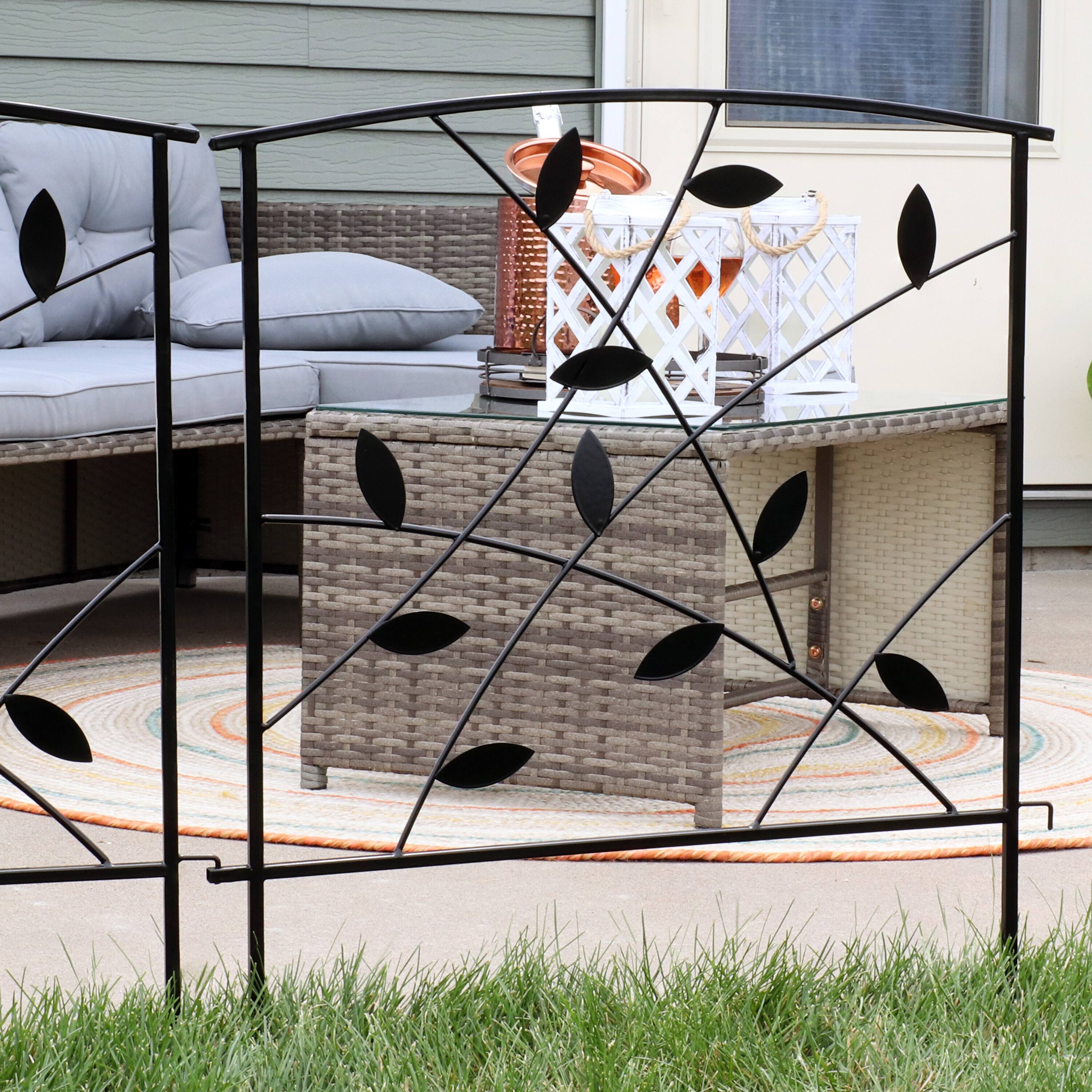 Alt View 4. Sunnydaze - 5-Piece Modern Leaves/Vines Steel Border Fencing - 6 ft - Black.