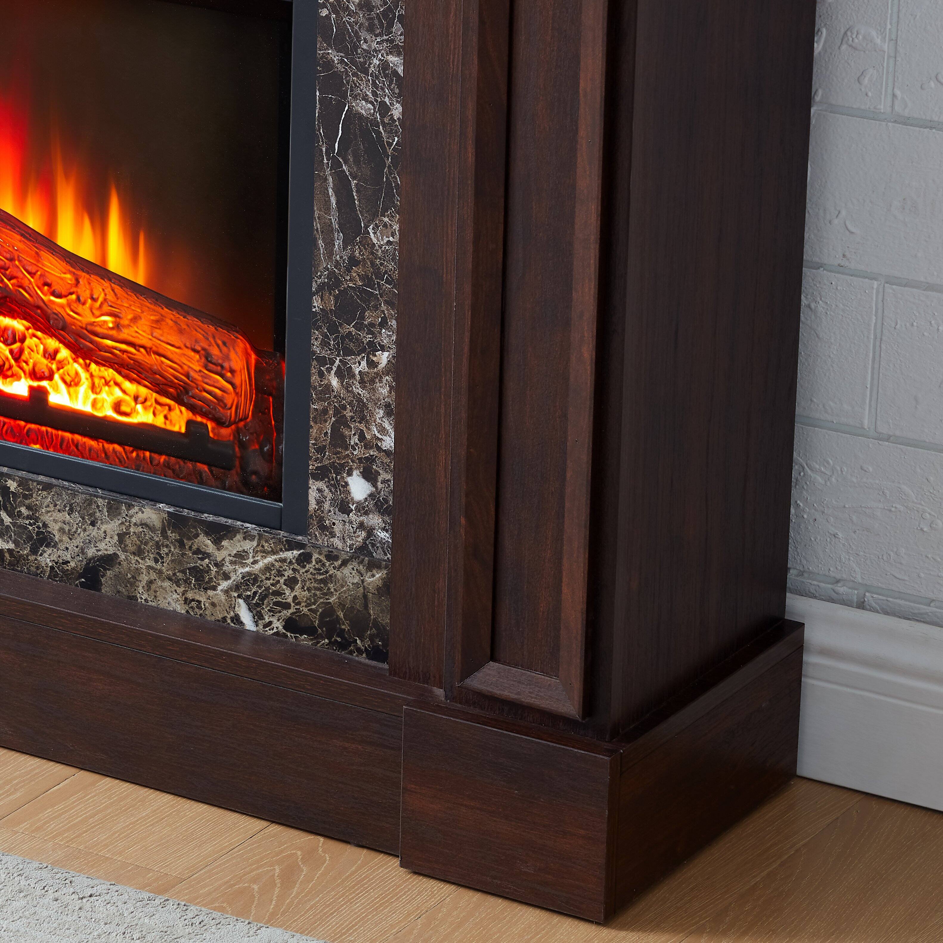 Alt View 5. Tiramisubest - Freestanding Electric Fireplace Heater with Mantel,Realistic Stacked Stone in Cherry,Remote Control,Timer & LED Flame - Cherry.