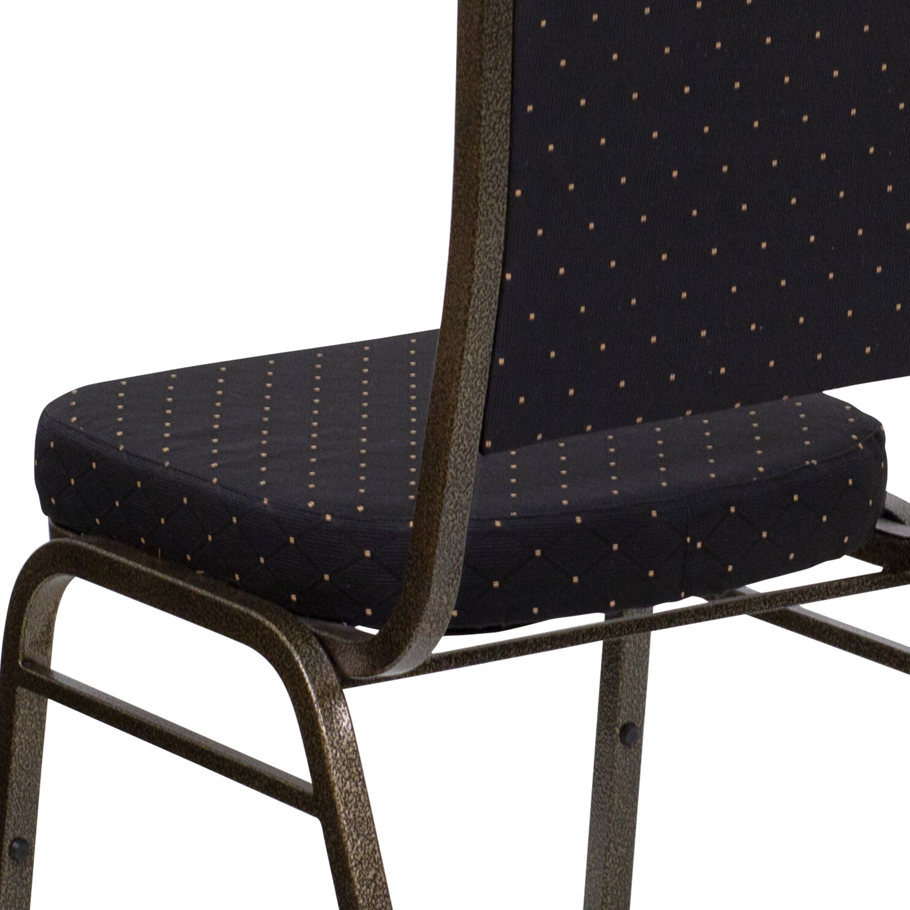 Alt View 10. Emma + Oliver - Crown Back Stacking Banquet Dining Chair - Black Patterned Fabric/Gold Vein Frame.