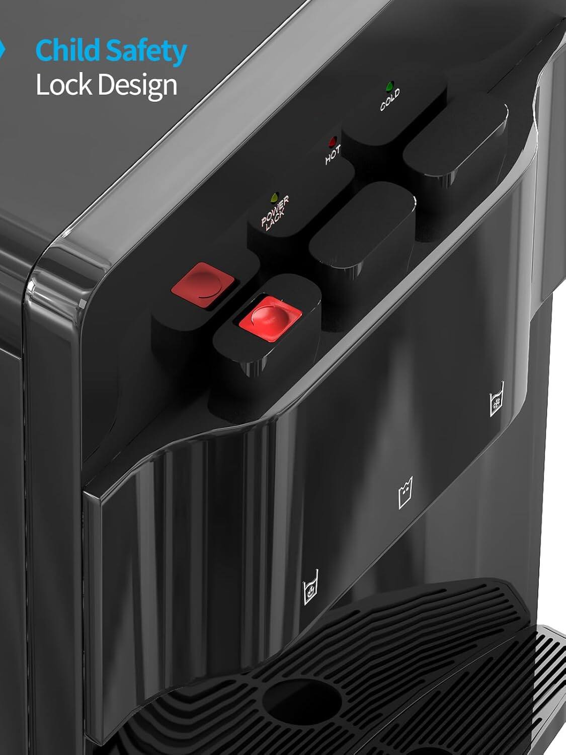 Alt View 4. Circus Cirle - Bottom-fill Water Dispenser - Triple Temperature Mode, with Child Lock and Anti-Scald Feature, Black - BLACK.