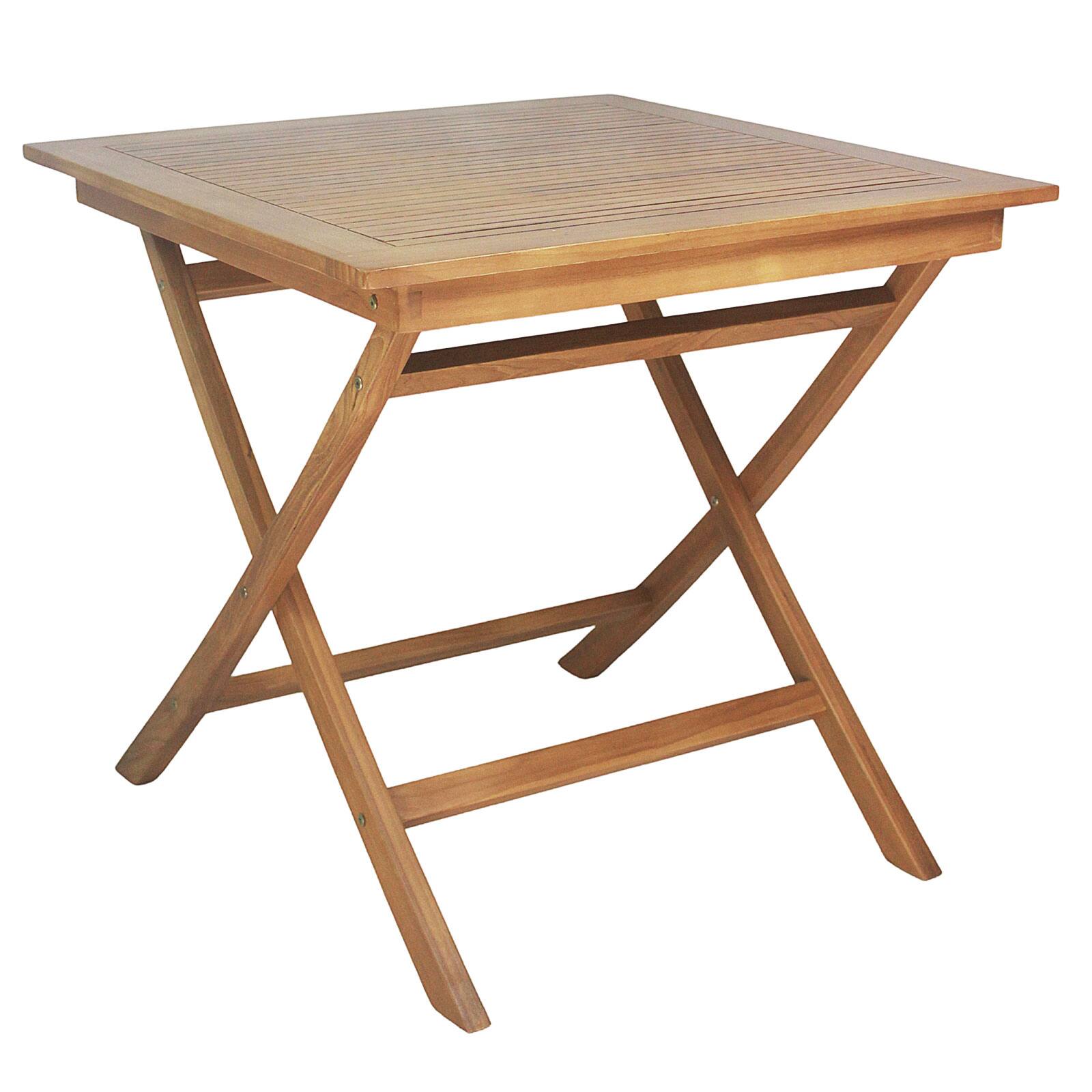 Costway - Solid Teak Wood Folding Outdoor Table, 32-Inch Square Patio Dining Table for 4 - Natural