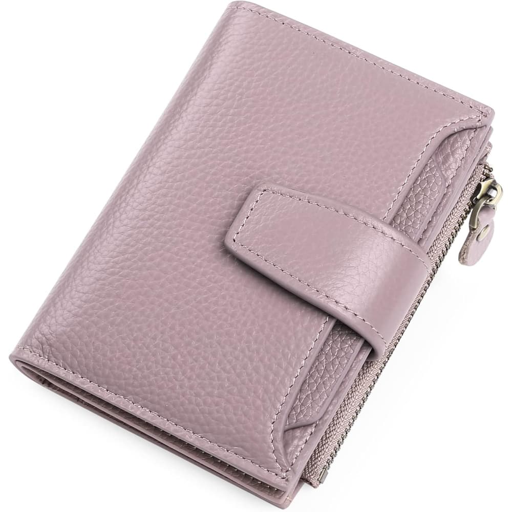 ZUQIETA - Small Leather Bifold Wallet for Women - RFID Blocking & Compact Purse - Light purple