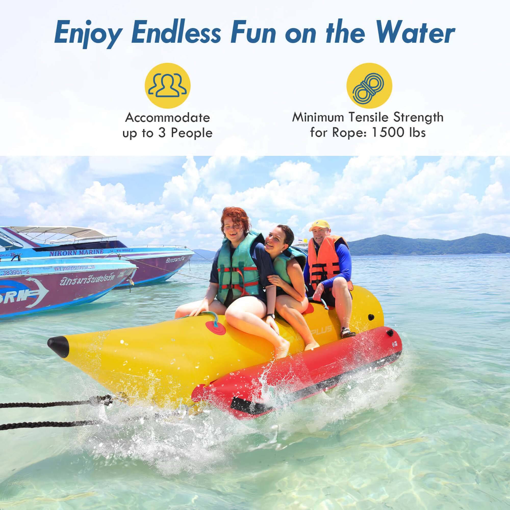 Enjoy Endless Fun on the Water
Accommodate up to 3 People
Minimum Tensile Strength for Rope: 1500 lbs
NIKORN MARINE W9 383961
RN RN Sisnda PLUS