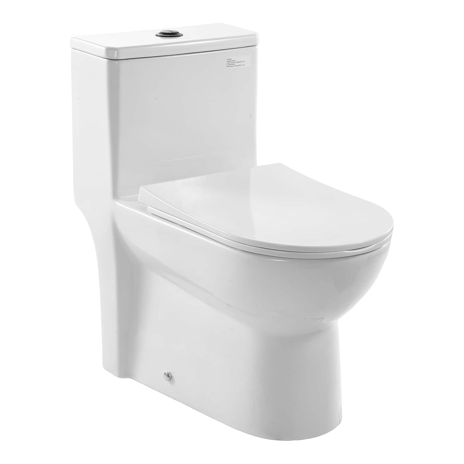 VEVOR - One-Piece Toilet, Elongated Toilet Vortex Dual-Flush 1.1/1.6 GPF, Toilets for Bathroom with Comfortable Chair Seat - Bright white + black