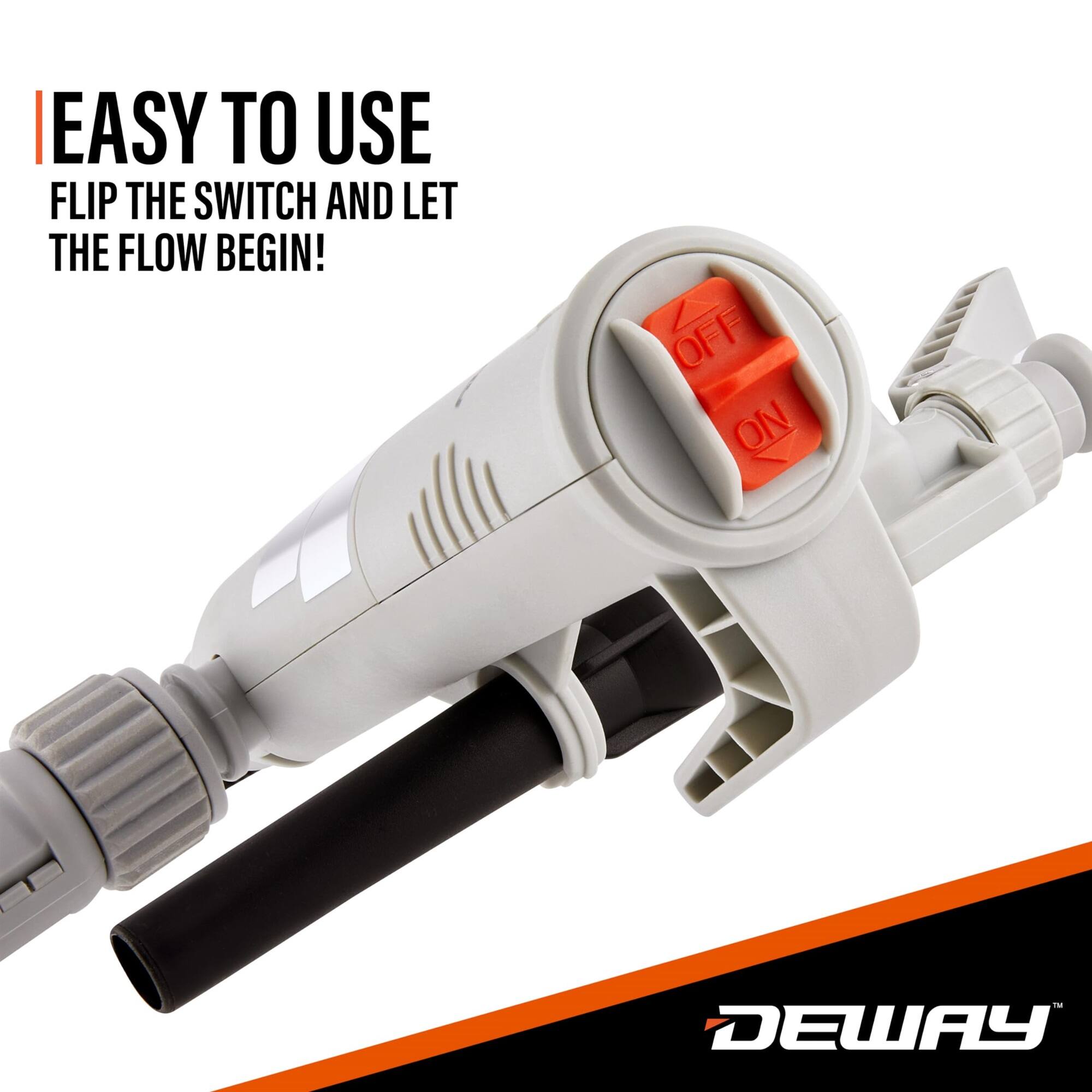 EASY TO USE  
FLIP THE SWITCH AND LET THE FLOW BEGIN!  
DEWAY