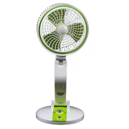 Front. Stock Preferred - 18" Portable Solar Fan with LED Light - White.
