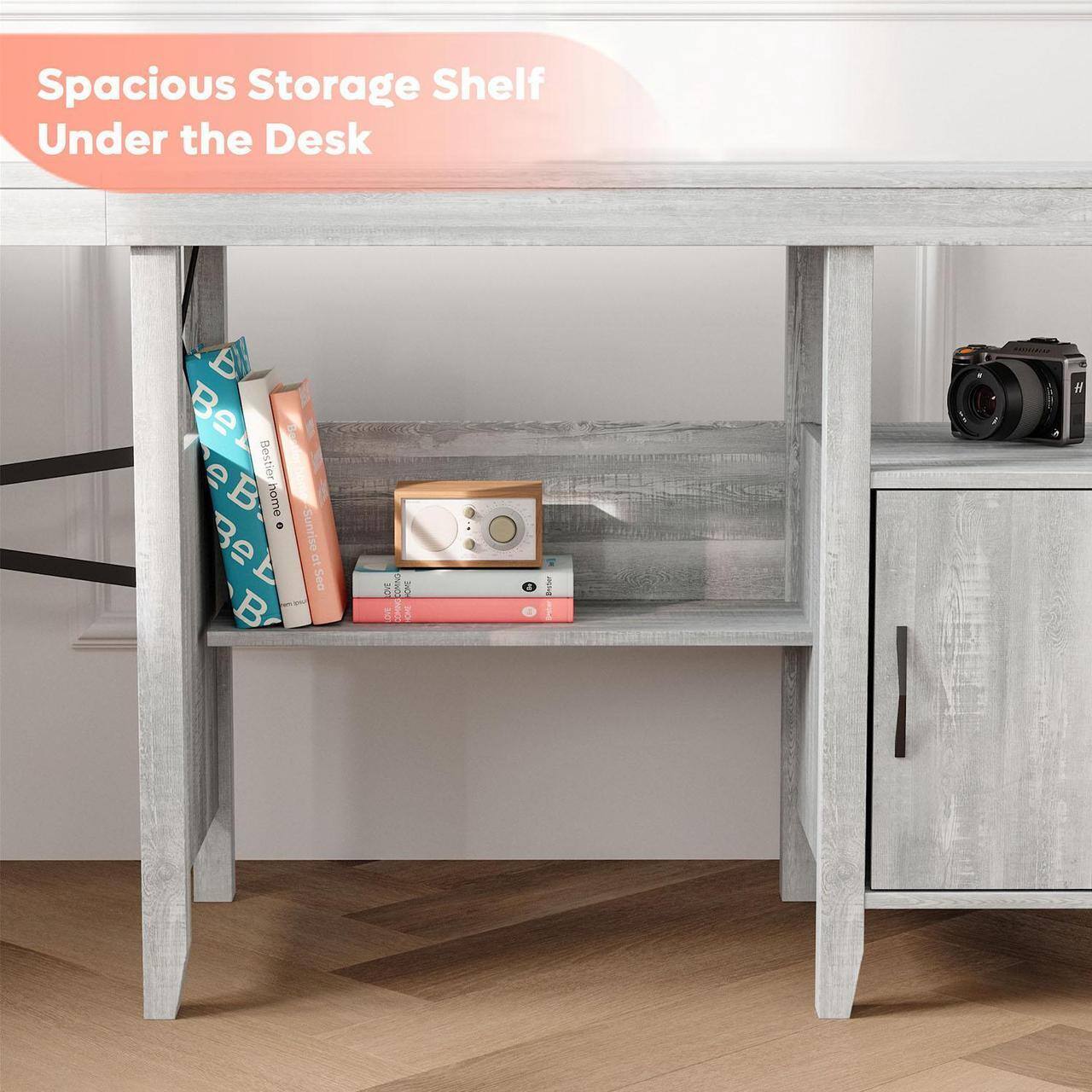 Spacious Storage Shelf Under the Desk.