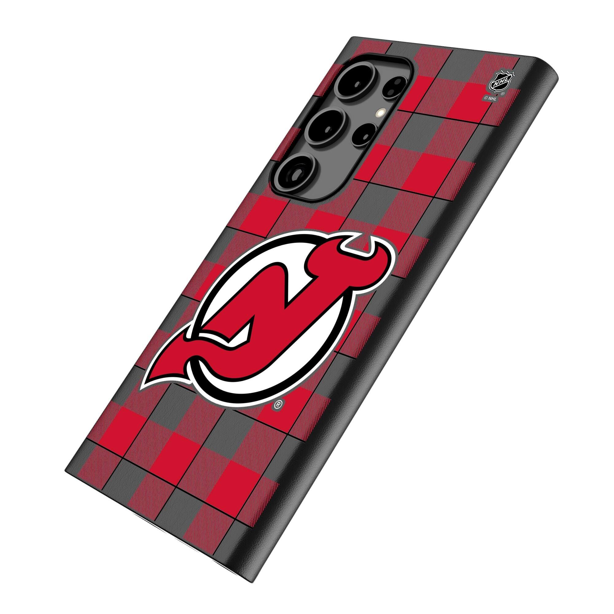 Alt View 1. Keyscaper - New Jersey Devils Plaid Galaxy Magnetic Bump Case - S25 Ultra - Black.