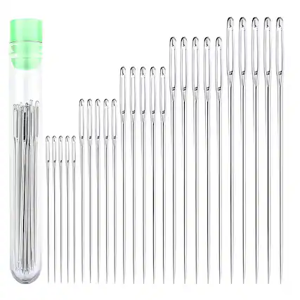 Front. Kitcheniva - Large Eye Sewing Needles with Storage Tube 25 Pcs.