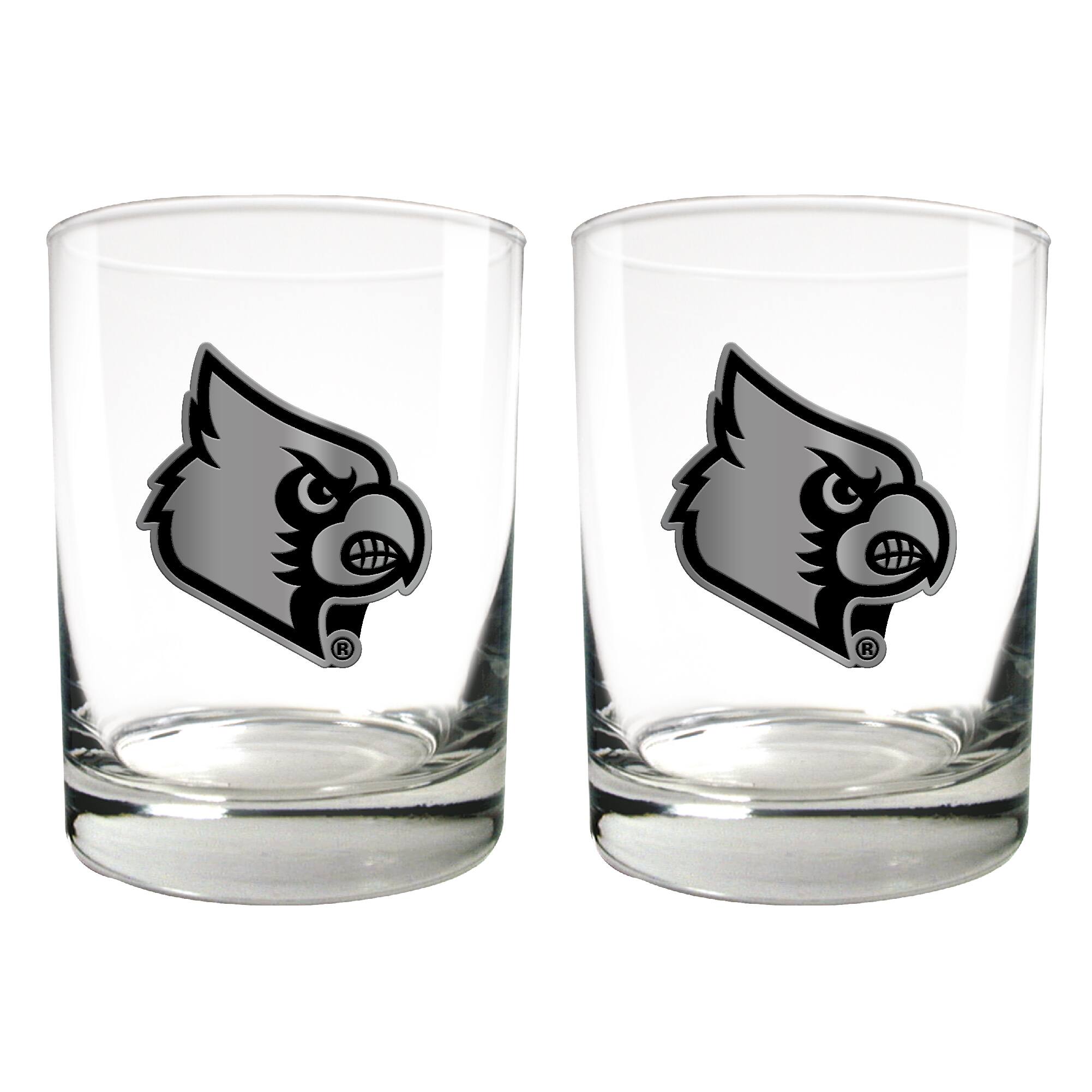 Front. Great American Products - Louisville Cardinals 15oz. Legacy Rocks Glass Set - Multicolor.