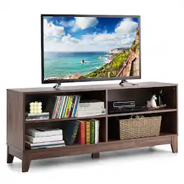 Costway - 58'' Modern Wood TV Stand Console Storage Entertainment Media Center - Walnut