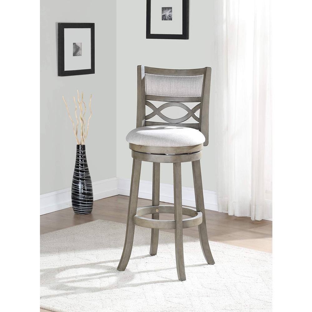 Front. New Classic Furniture - New Classic Manchester Gray Wood Swivel Bar Stool with Fabric Seat (Set of 2) - Grey.