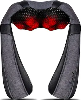 Live At Space - Shiatsu Neck & Back Massager Pillow with Heat, Deep Kneading, 3 Speeds, 8 Nodes, Home Car Office - 642146667893