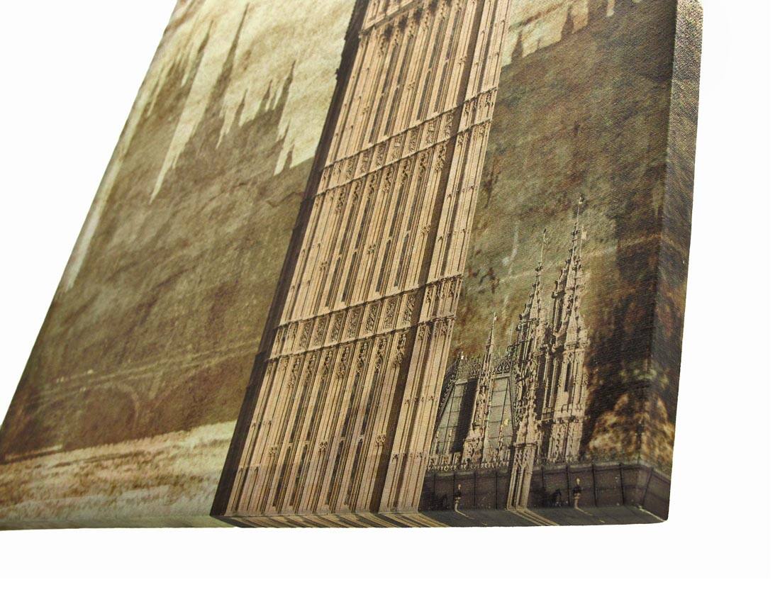 Alt View 1. Zeckos - London Houses of Parliament and Big Ben Printed Canvas Wall Hanging - Tan.