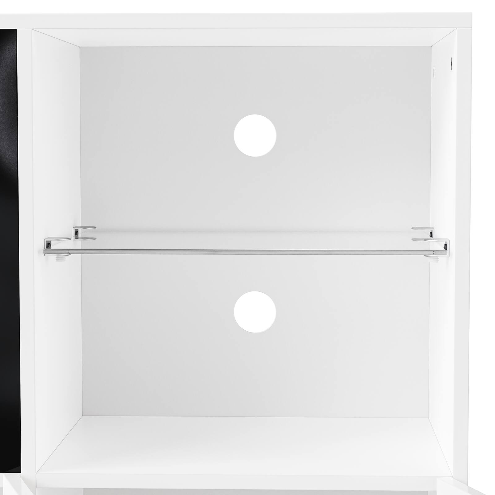 Alt View 6. Spaco - Spaco TV Stand for 75 Inch TVs, High Gloss Entertainment Center with LED Lights, Tempered Glass Shelves, Large Cabinet - White.