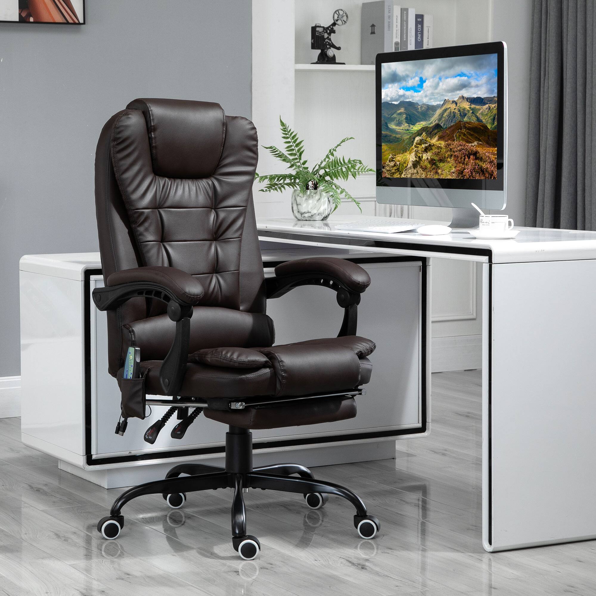 Alt View 1. Vinsetto - 7-Point Vibrating Massage Office Chair, High Back Computer Chair with Lumbar Support, Footrest, Reclining Back - Brown.