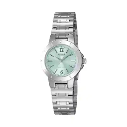 Front. Casio - Casio Women’s Stainless Steel Watch Seafoam Green Dial - LTP-1177A-3A - Silver.