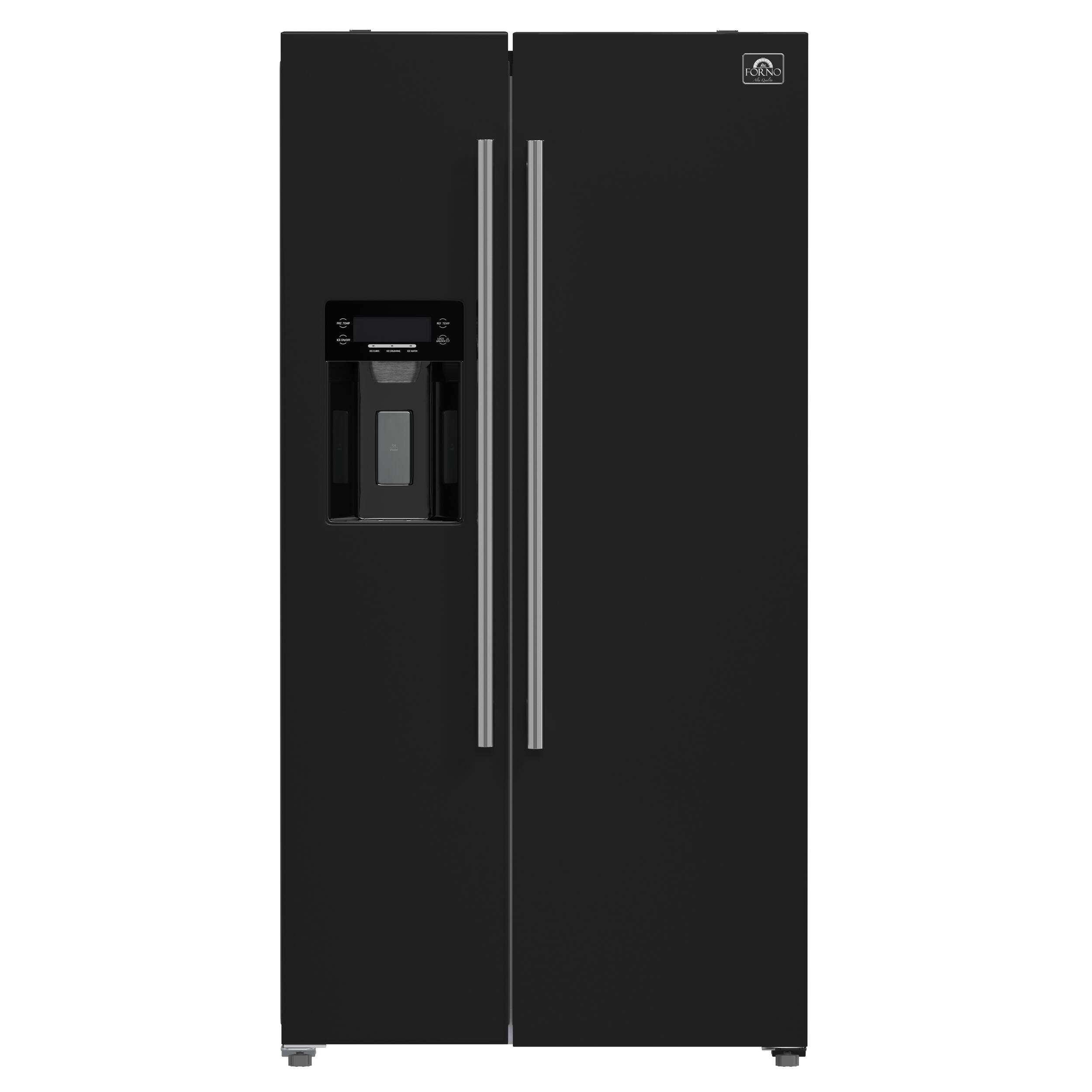 Angle. Forno Appliances - Salerno 20 Cu. Ft. Side-by-Side Counter-Depth Refrigerator with Ice and Water Dispenser - Black.