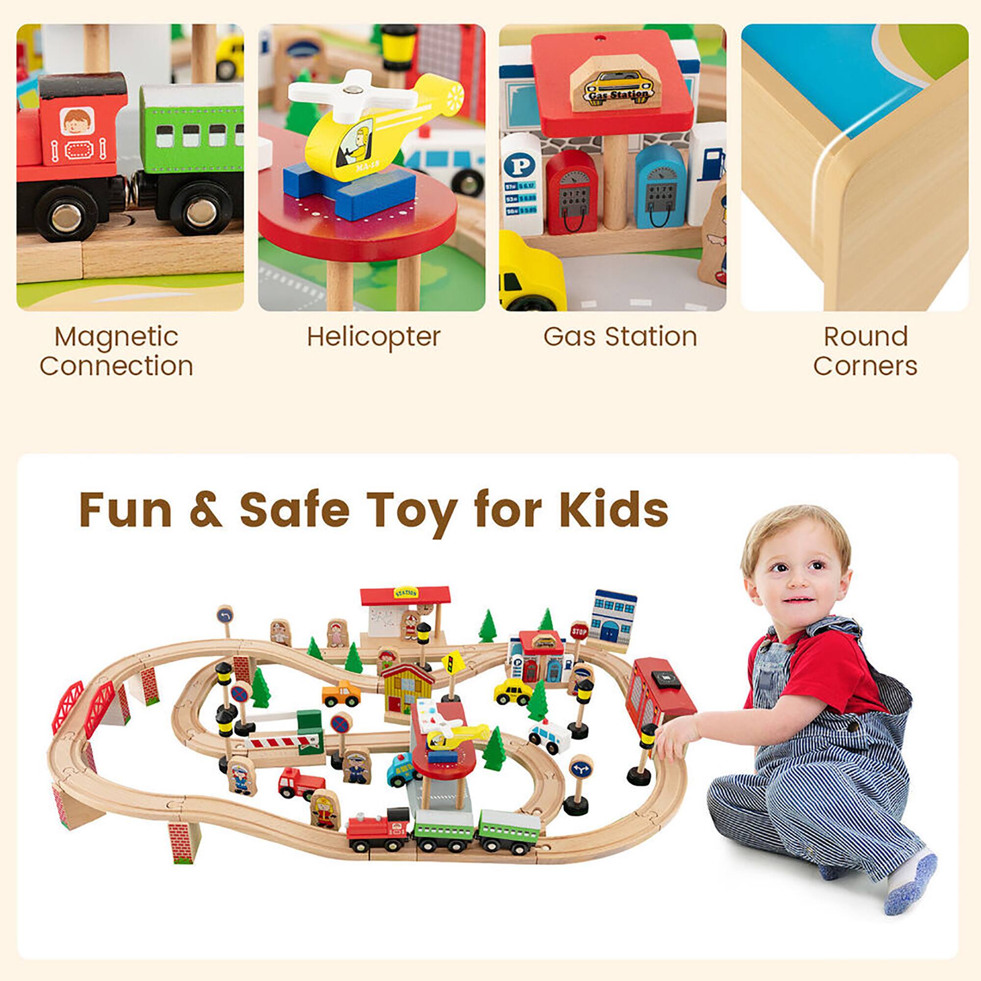 Magnetic Connection  
Helicopter  
Gas Station  
Round Corners  

Fun & Safe Toy for Kids