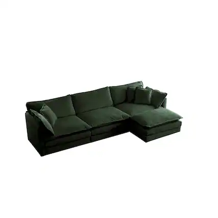 Front. LOVMOR - Free Combination Comfy Upholstery Modular Oversized L Shaped Sectional Sofa With Reversible Ottoman Green Chenille - Green.
