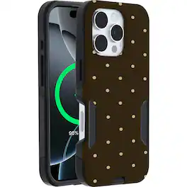 OtterBox - Artist Edition MagSafe Commuter Series Case for iPhone 16 Pro - Espresso Polka Dots