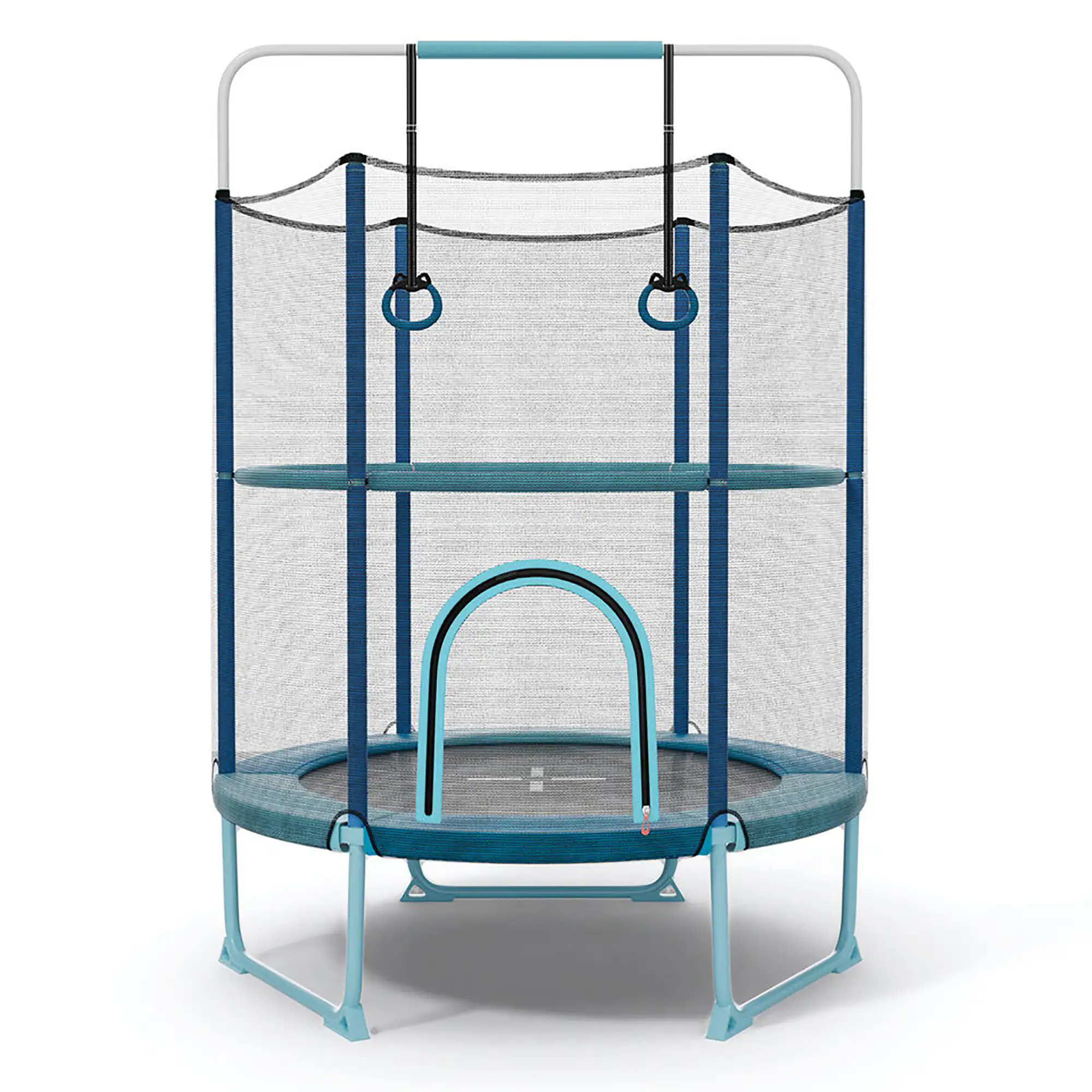 Alt View 8. Gymax - Gymax 60'' Trampoline for Kids w/ Gymnastic Bar Rings Foamed Handle No Gap Design Blue - Blue.
