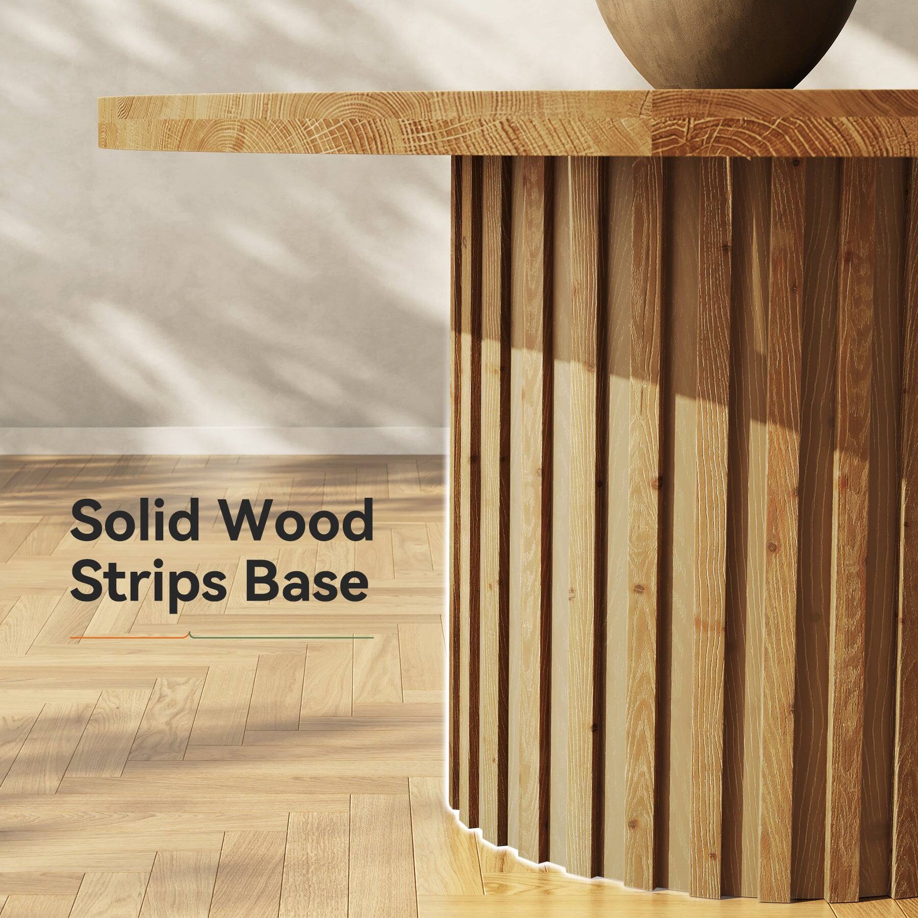 Tribesigns Solid Wood Dining Table with Fluted Design, Wood Grain ...