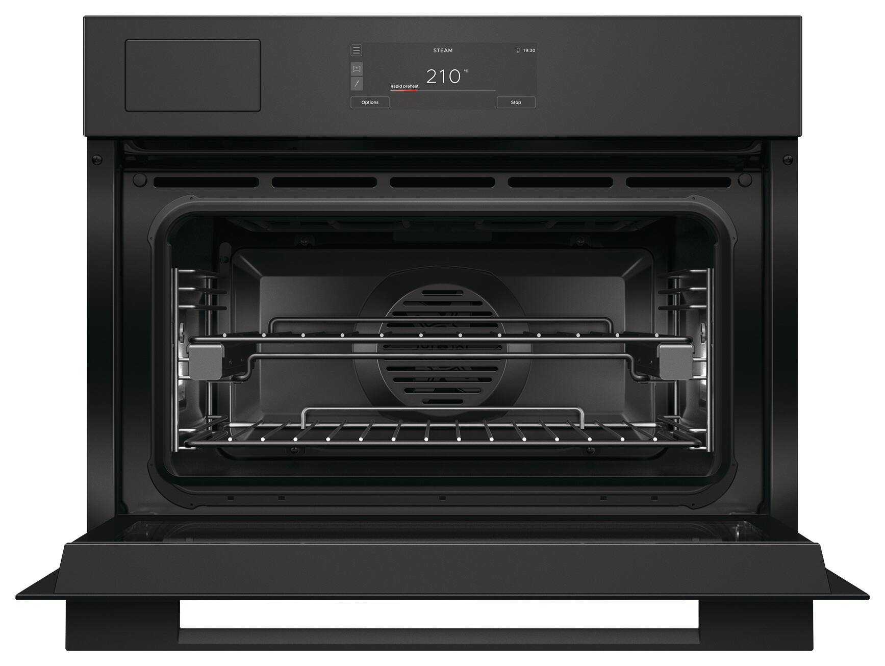 STEAM  
10:30 / 210°  
Rapid preheat  
Options  
Stop