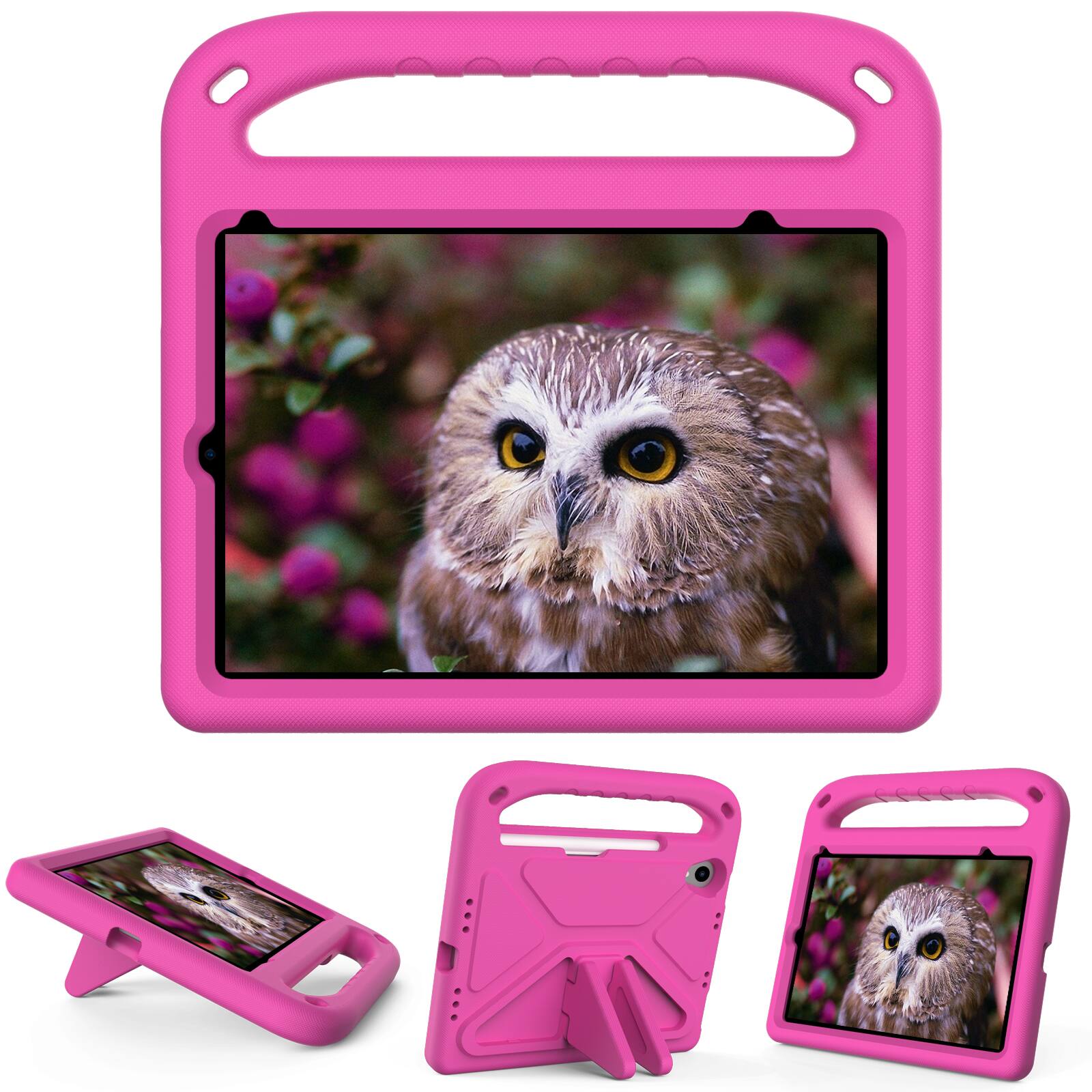 Left. UUCOVER - Lightweight EVA Case for iPad mini A17 Pro 8.3-inch 2024/iPad mini 6th Gen Shockproof Handle Kickstand Anti-Slip Cover - Rose.