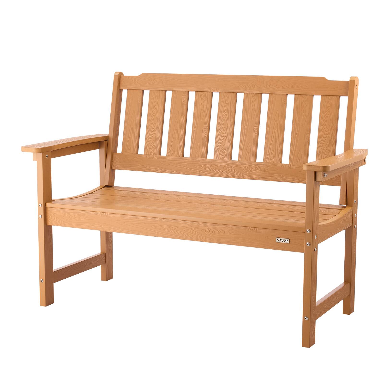 Alt View 5. VEVOR - Outdoor Bench, 50.5 inch, 800 lbs Weight Capacity for 2-3 Persons, Weatherproof Plastic Frame with Backrest - Log color.