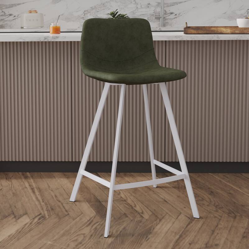 LeisureMod Elland 24 Inch Counter Stool with White Base, Modern ...