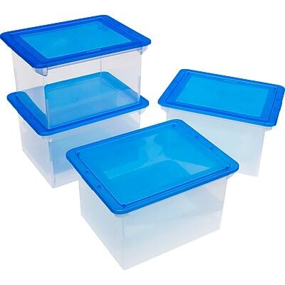 Alt View 3. Storex - Storex File Storage Box with Snap-On Lid, Letter/Legal Size, Clear/Blue (STX61508U01C) - Clear/Blue.