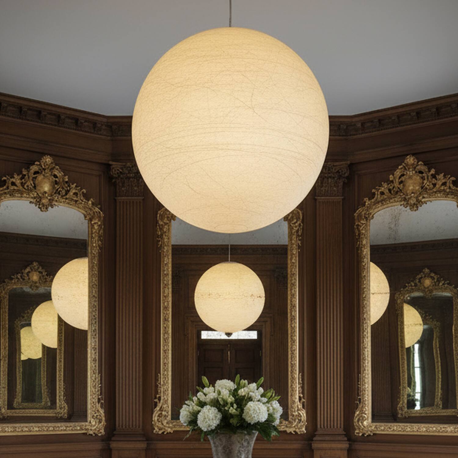 Angle. Umeiluce - 19.7 Inch 1-Light Modern Pendant Light Global Moon Light Natural Silk Decor Shade - White.