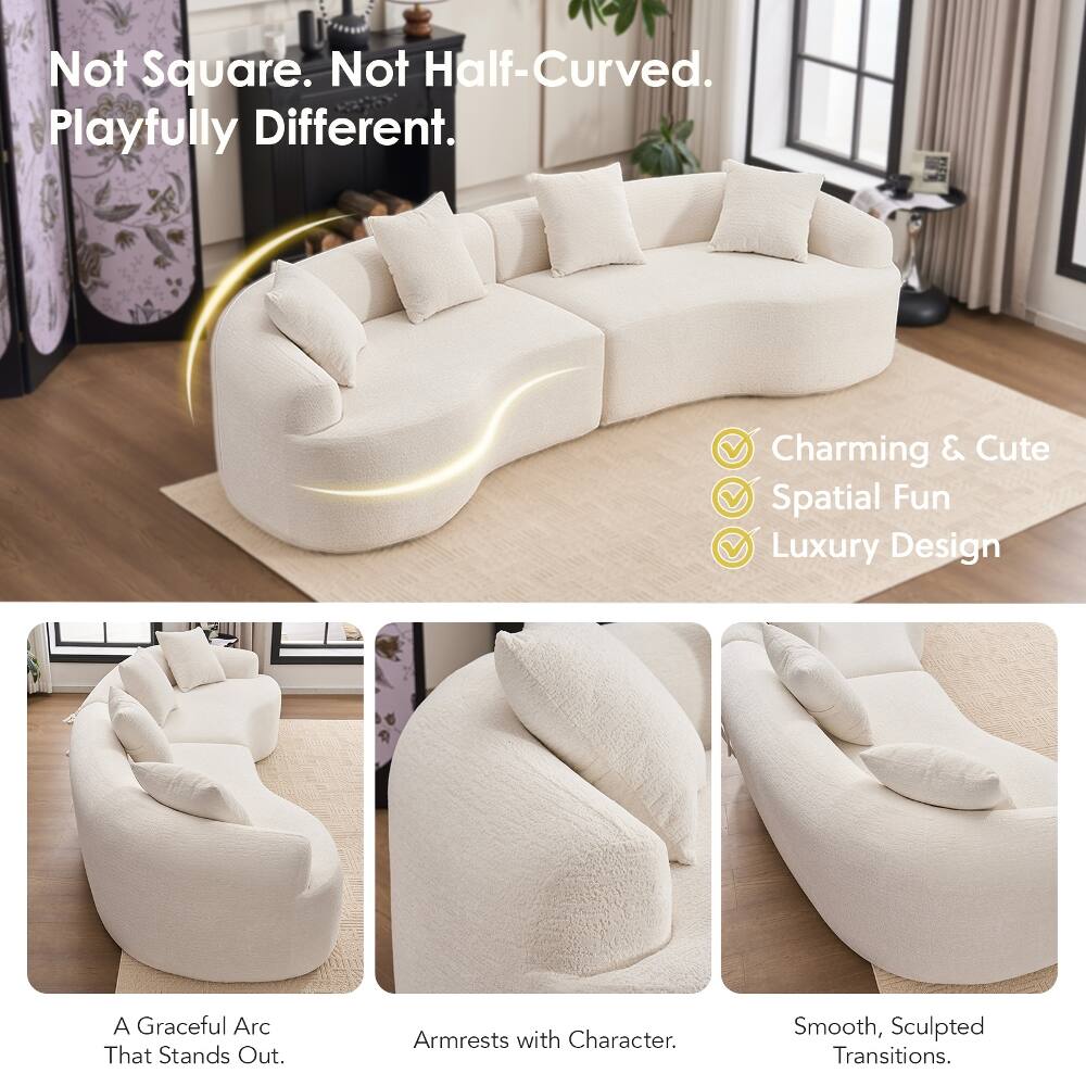 Not Square. Not Half-Curved. Playfully Different.  
Charming & Cute  
Spatial Fun  
Luxury Design  
A Graceful Arc That Stands Out.  
Armrests with Character.  
Smooth, Sculpted Transitions.
