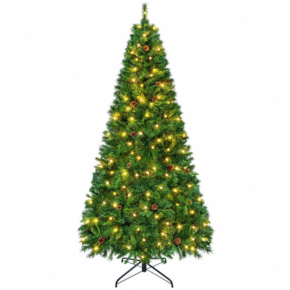 Alt View 7. Wisairt - 7.5FT Pre-Lit Artificial Christmas Tree, 1305 Tips Full Green Pine with 300 LED 8 Modes - Green.