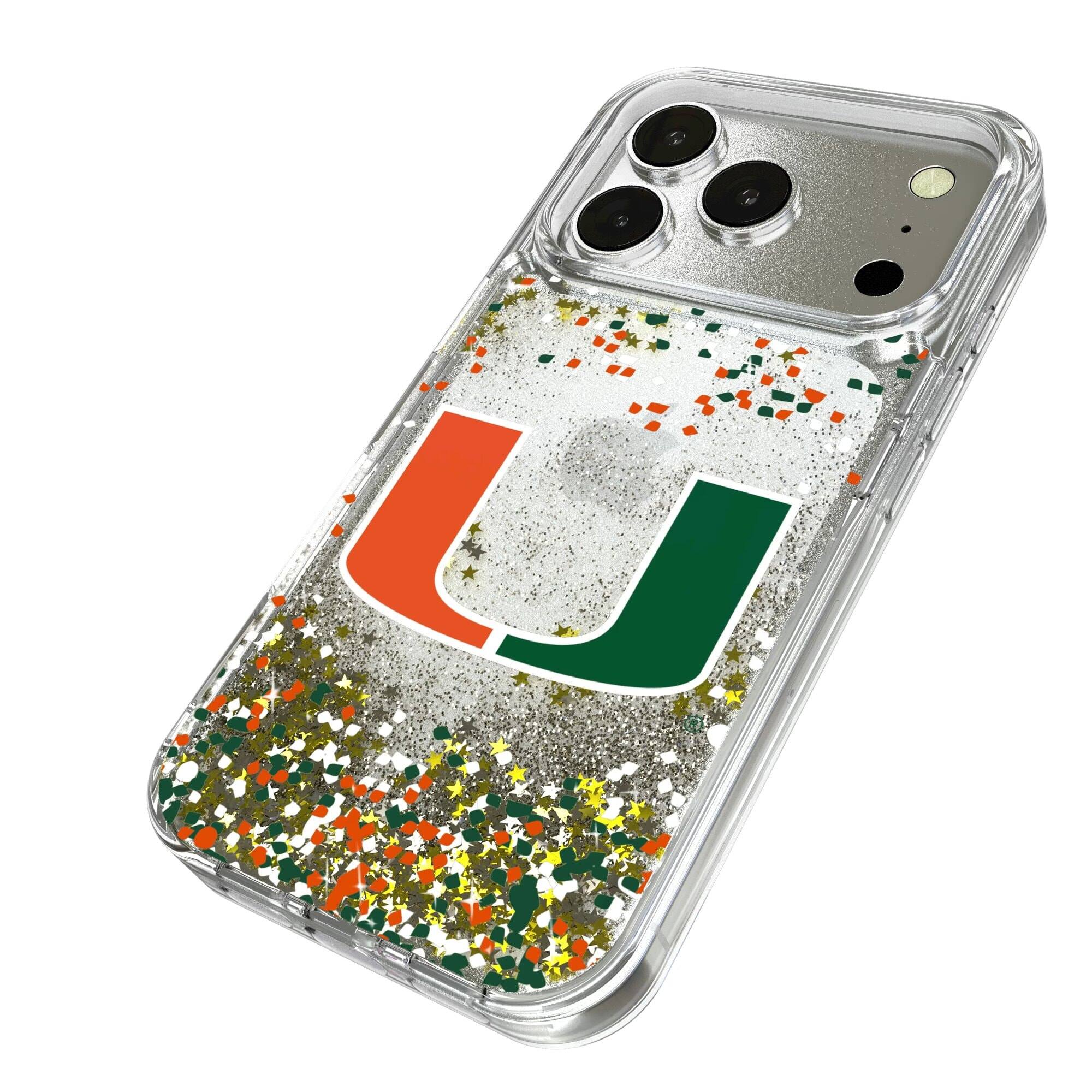 Alt View 1. Keyscaper - Miami Hurricanes iPhone Glitter Confetti Design Case - 13 Pro Max - Multicolor.