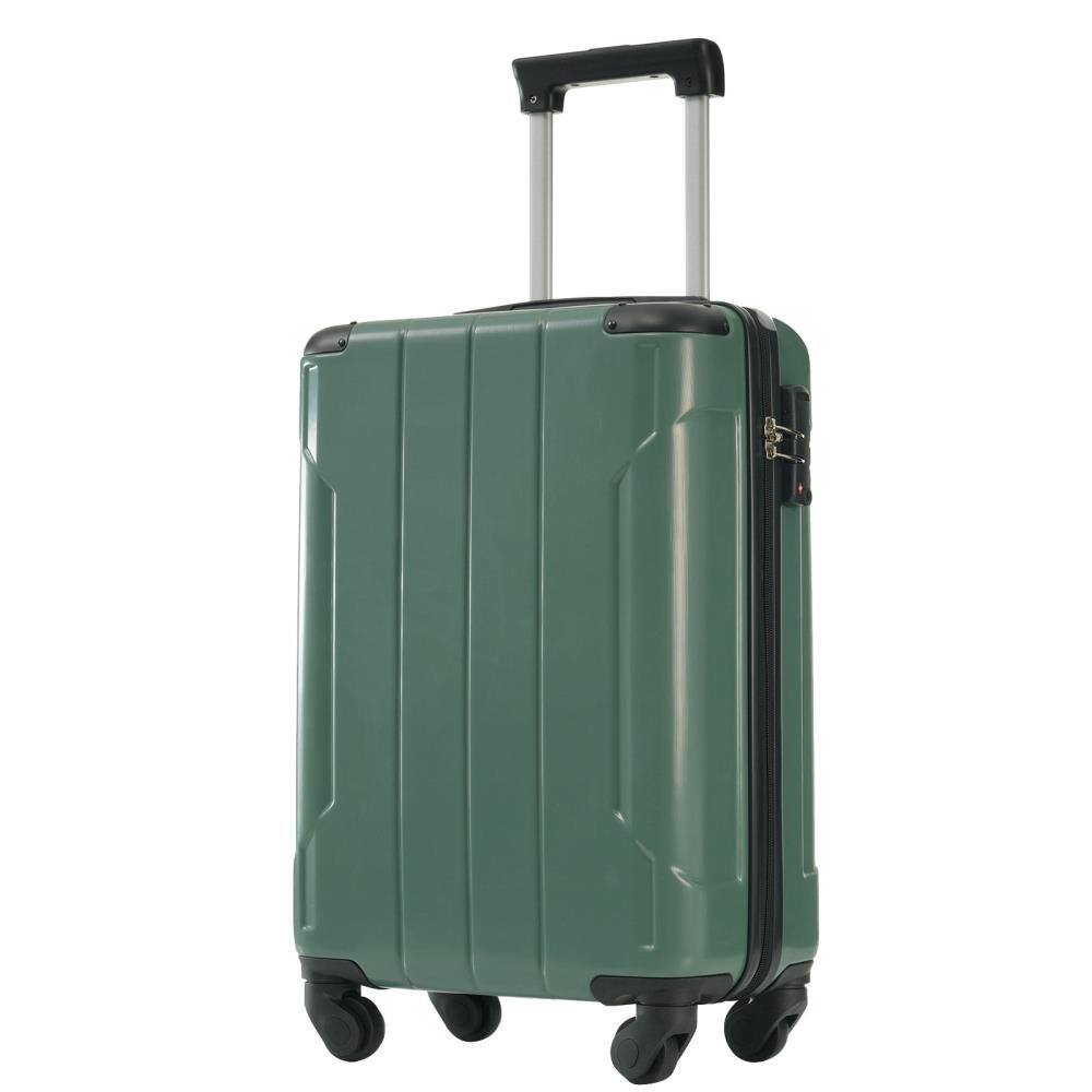 Front. BreeBe - Hardshell Luggage 20" Lightweight Durable ABS Suitcase with Double Spinner Wheels, TSA Lock, Travel Carry-On - Green.